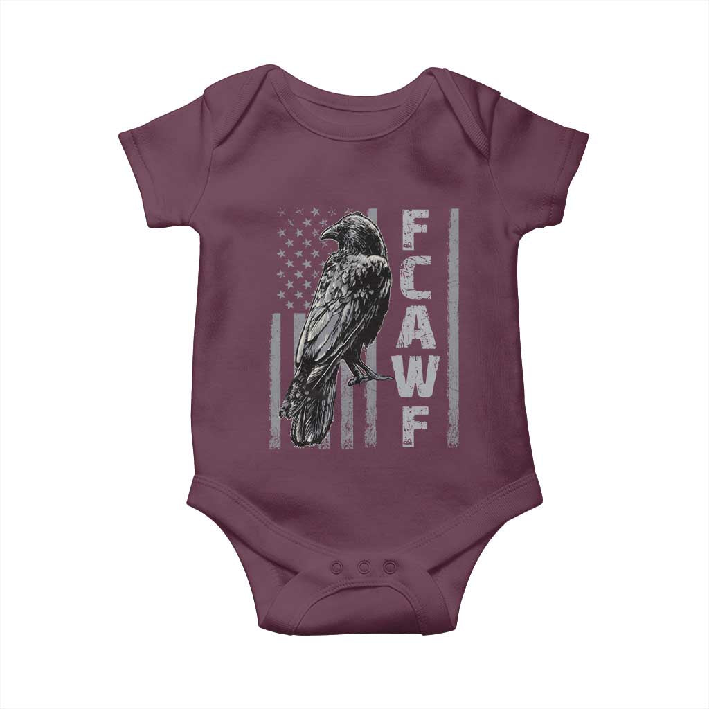 Funny F CAW F Crow Baby Onesie Vintage American Flag - Wonder Print Shop