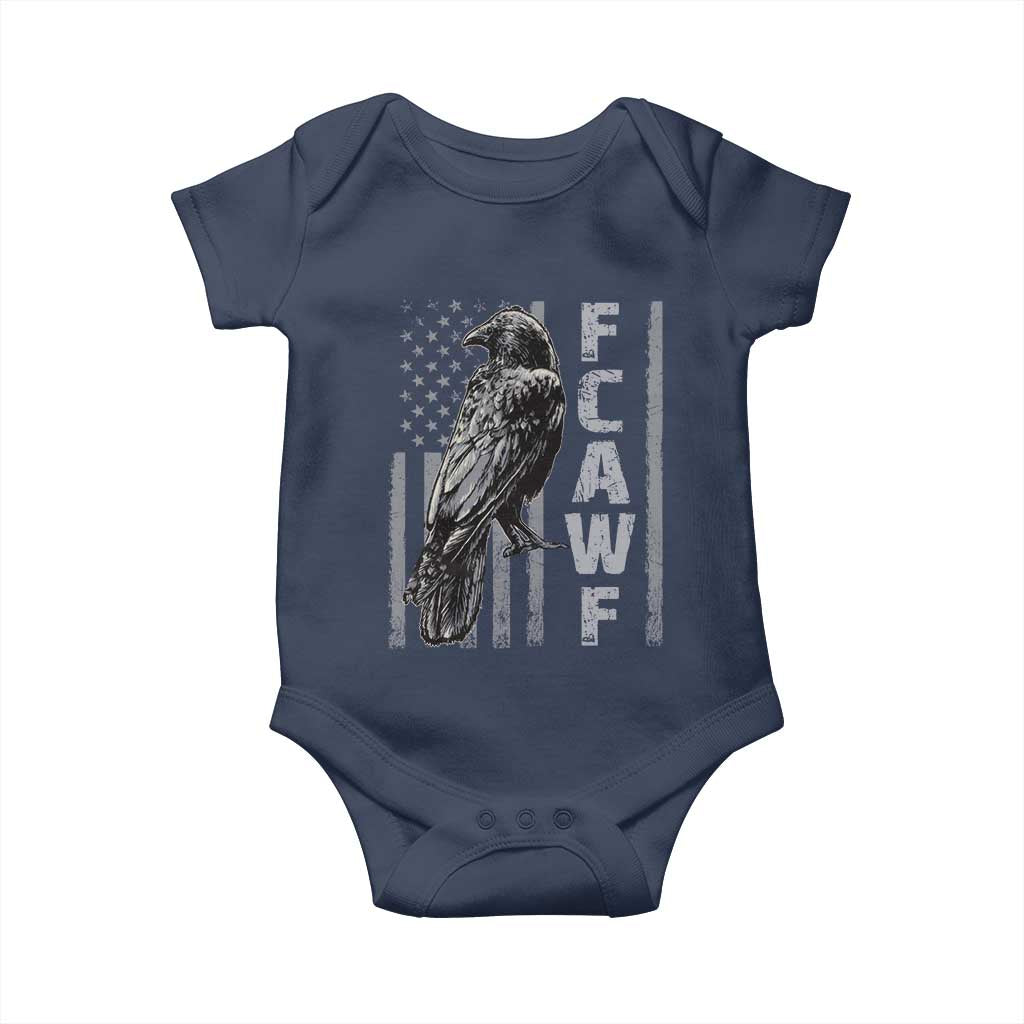 Funny F CAW F Crow Baby Onesie Vintage American Flag - Wonder Print Shop