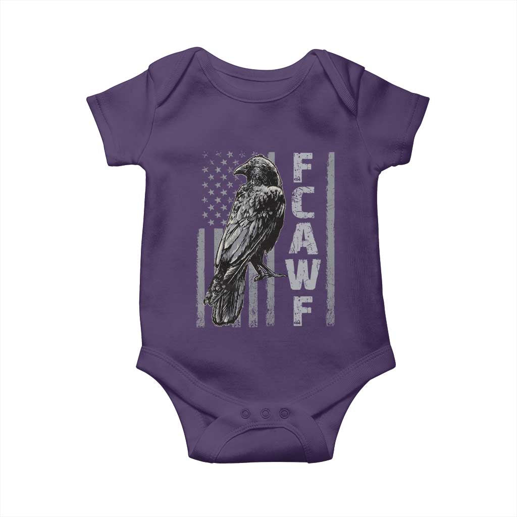 Funny F CAW F Crow Baby Onesie Vintage American Flag - Wonder Print Shop