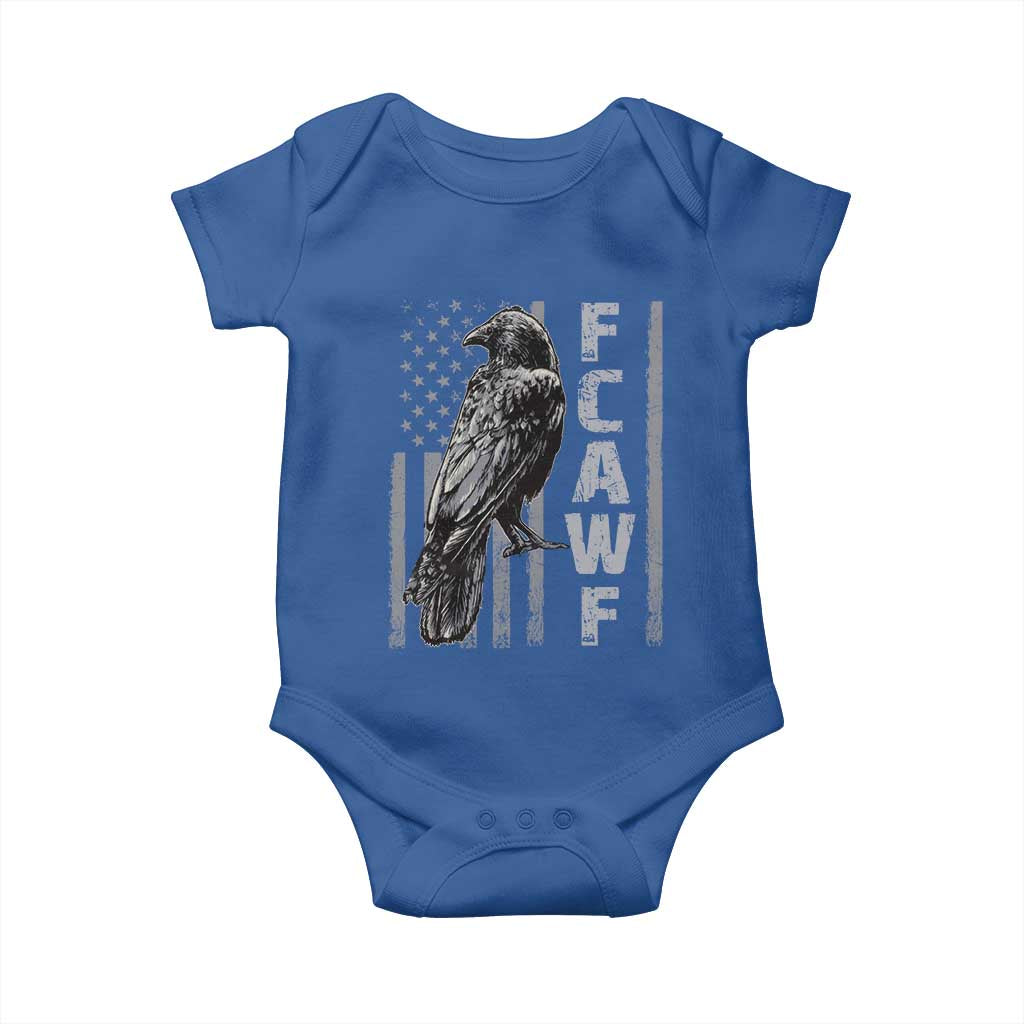 Funny F CAW F Crow Baby Onesie Vintage American Flag - Wonder Print Shop