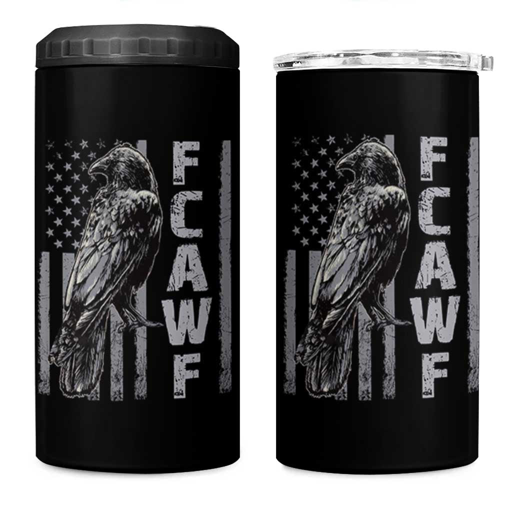 Funny F CAW F Crow 4 in 1 Can Cooler Tumbler Vintage American Flag - Wonder Print Shop