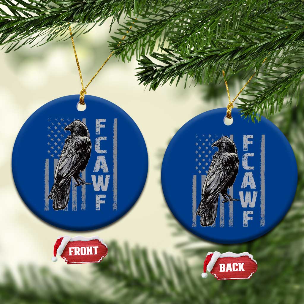 Funny F CAW F Crow Ceramic Ornament Vintage American Flag - Wonder Print Shop