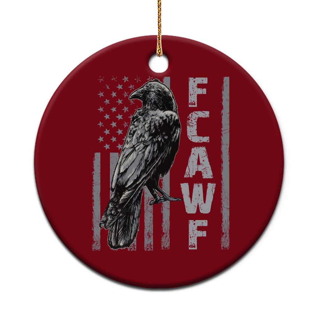 Funny F CAW F Crow Ceramic Ornament Vintage American Flag - Wonder Print Shop