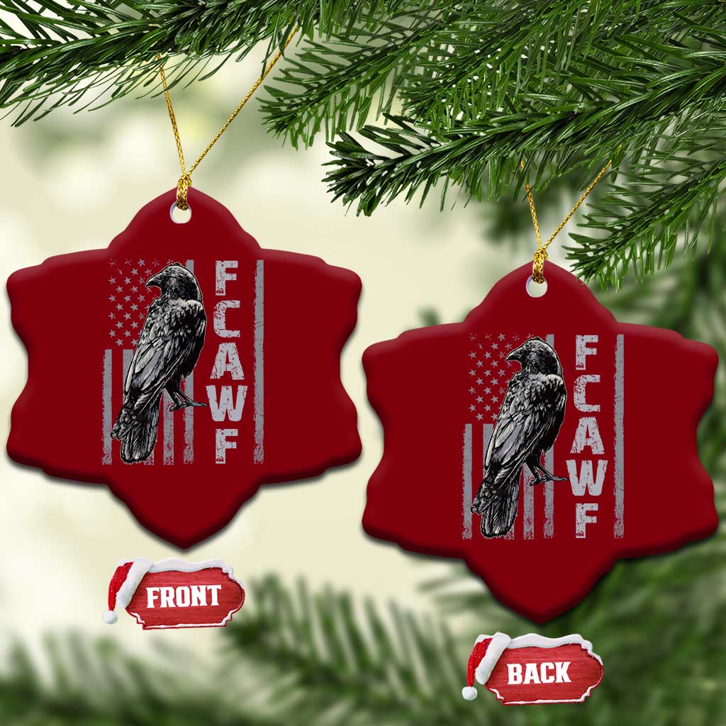 Funny F CAW F Crow Ceramic Ornament Vintage American Flag - Wonder Print Shop