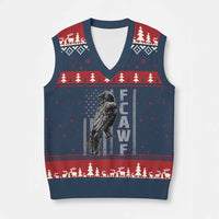 Funny F CAW F Crow V-Neck Knit Sweater Vest Vintage American Flag - Wonder Print Shop