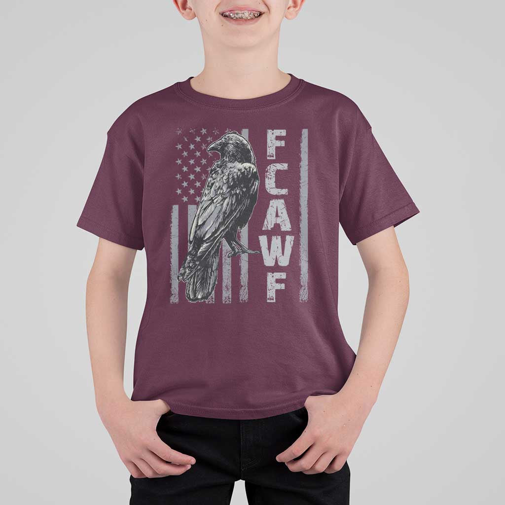 Funny F CAW F Crow T Shirt For Kid Vintage American Flag - Wonder Print Shop