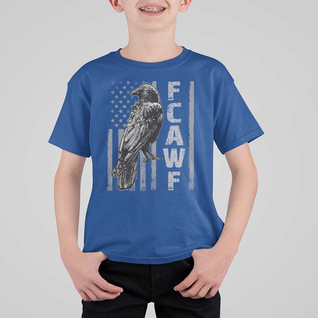 Funny F CAW F Crow T Shirt For Kid Vintage American Flag - Wonder Print Shop