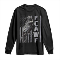 Funny F CAW F Crow Long Sleeve Shirt Vintage American Flag - Wonder Print Shop