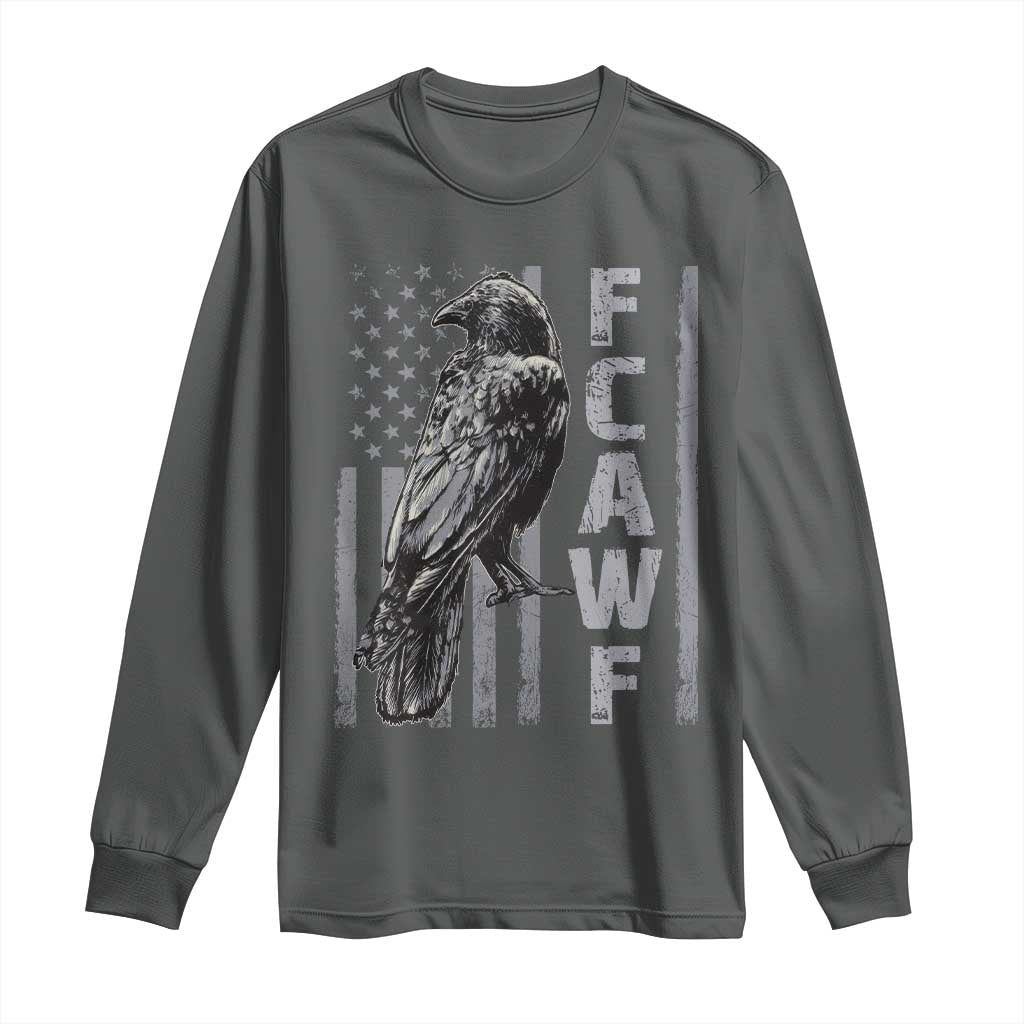 Funny F CAW F Crow Long Sleeve Shirt Vintage American Flag - Wonder Print Shop
