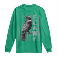 Funny F CAW F Crow Long Sleeve Shirt Vintage American Flag - Wonder Print Shop