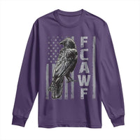 Funny F CAW F Crow Long Sleeve Shirt Vintage American Flag - Wonder Print Shop
