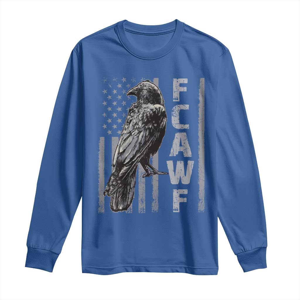 Funny F CAW F Crow Long Sleeve Shirt Vintage American Flag - Wonder Print Shop