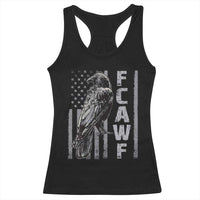 Funny F CAW F Crow Racerback Tank Top Vintage American Flag - Wonder Print Shop