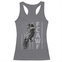 Funny F CAW F Crow Racerback Tank Top Vintage American Flag - Wonder Print Shop
