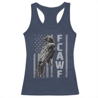 Funny F CAW F Crow Racerback Tank Top Vintage American Flag - Wonder Print Shop