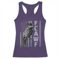 Funny F CAW F Crow Racerback Tank Top Vintage American Flag - Wonder Print Shop