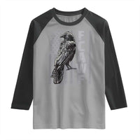Funny F CAW F Crow Raglan Shirt Vintage American Flag - Wonder Print Shop