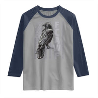 Funny F CAW F Crow Raglan Shirt Vintage American Flag - Wonder Print Shop