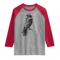 Funny F CAW F Crow Raglan Shirt Vintage American Flag - Wonder Print Shop