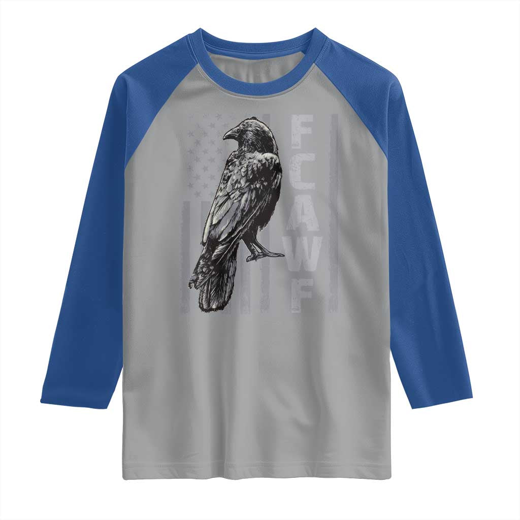Funny F CAW F Crow Raglan Shirt Vintage American Flag - Wonder Print Shop