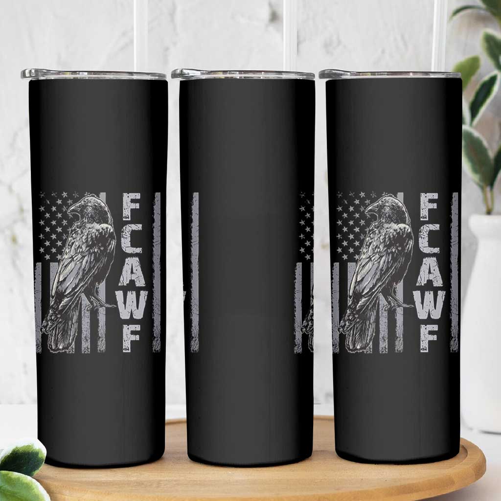 Funny F CAW F Crow Skinny Tumbler Vintage American Flag - Wonder Print Shop