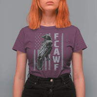 Funny F CAW F Crow T Shirt For Women Vintage American Flag - Wonder Print Shop