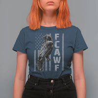 Funny F CAW F Crow T Shirt For Women Vintage American Flag - Wonder Print Shop