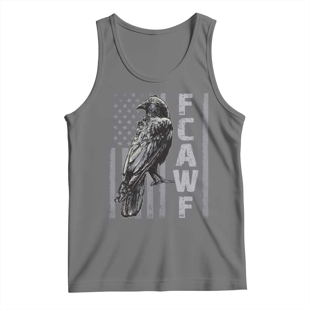 Funny F CAW F Crow Tank Top Vintage American Flag - Wonder Print Shop
