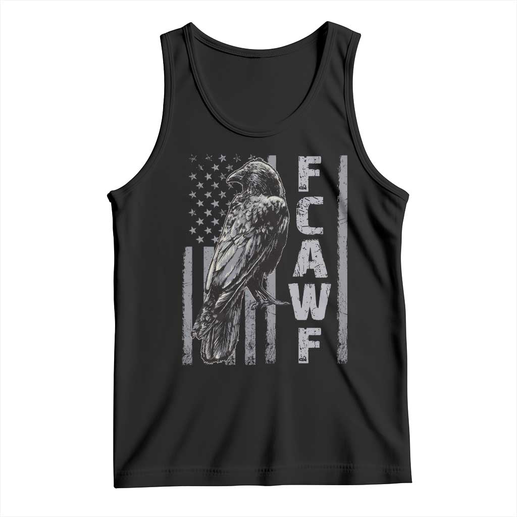 Funny F CAW F Crow Tank Top Vintage American Flag - Wonder Print Shop