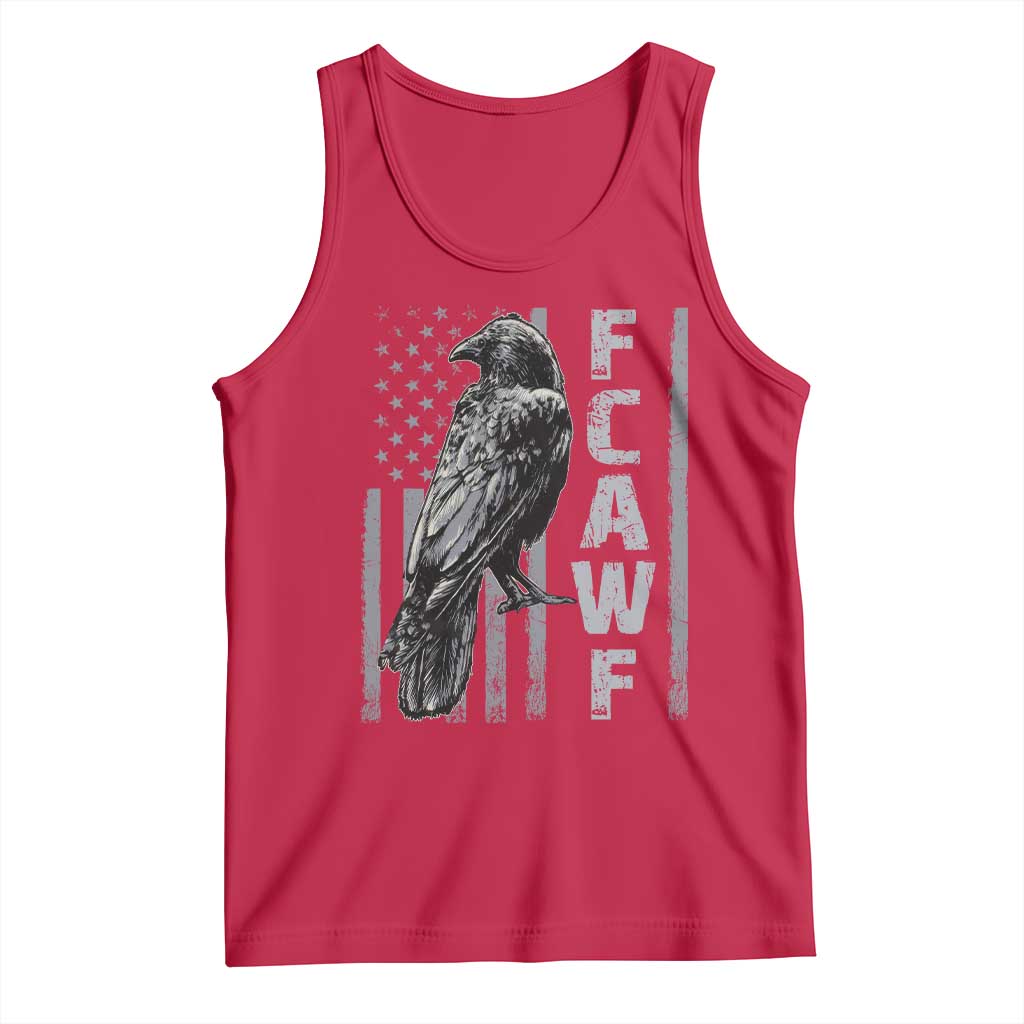 Funny F CAW F Crow Tank Top Vintage American Flag - Wonder Print Shop