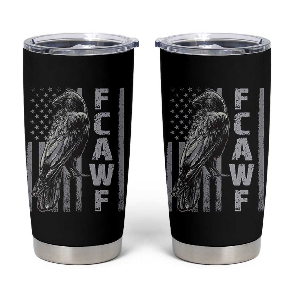 Funny F CAW F Crow Tumbler Cup Vintage American Flag - Wonder Print Shop