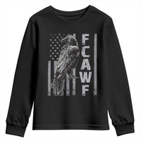 Funny F CAW F Crow Youth Sweatshirt Vintage American Flag - Wonder Print Shop