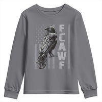Funny F CAW F Crow Youth Sweatshirt Vintage American Flag - Wonder Print Shop