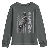 Funny F CAW F Crow Youth Sweatshirt Vintage American Flag - Wonder Print Shop
