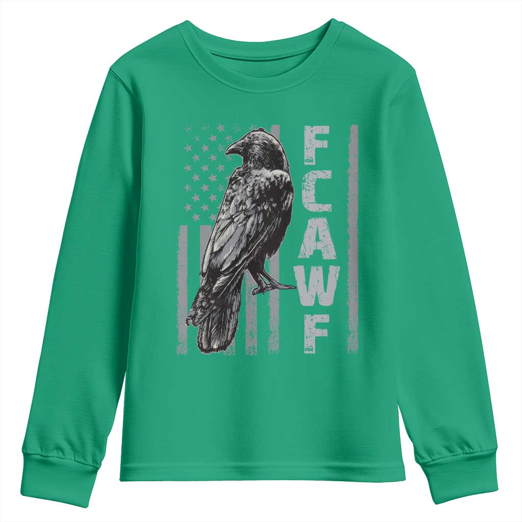 Funny F CAW F Crow Youth Sweatshirt Vintage American Flag - Wonder Print Shop