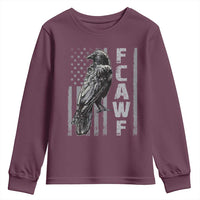 Funny F CAW F Crow Youth Sweatshirt Vintage American Flag - Wonder Print Shop