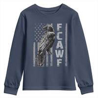 Funny F CAW F Crow Youth Sweatshirt Vintage American Flag - Wonder Print Shop
