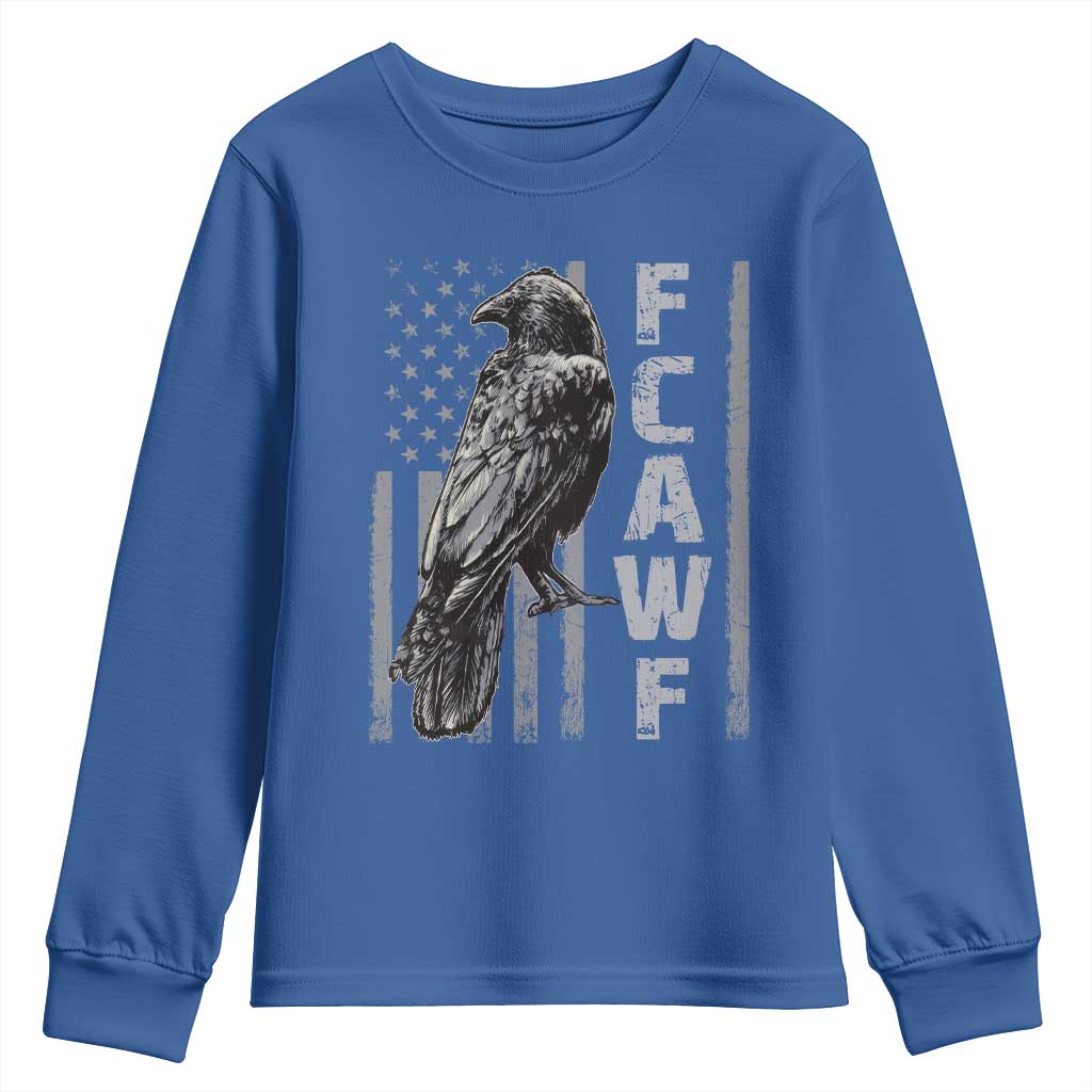 Funny F CAW F Crow Youth Sweatshirt Vintage American Flag - Wonder Print Shop