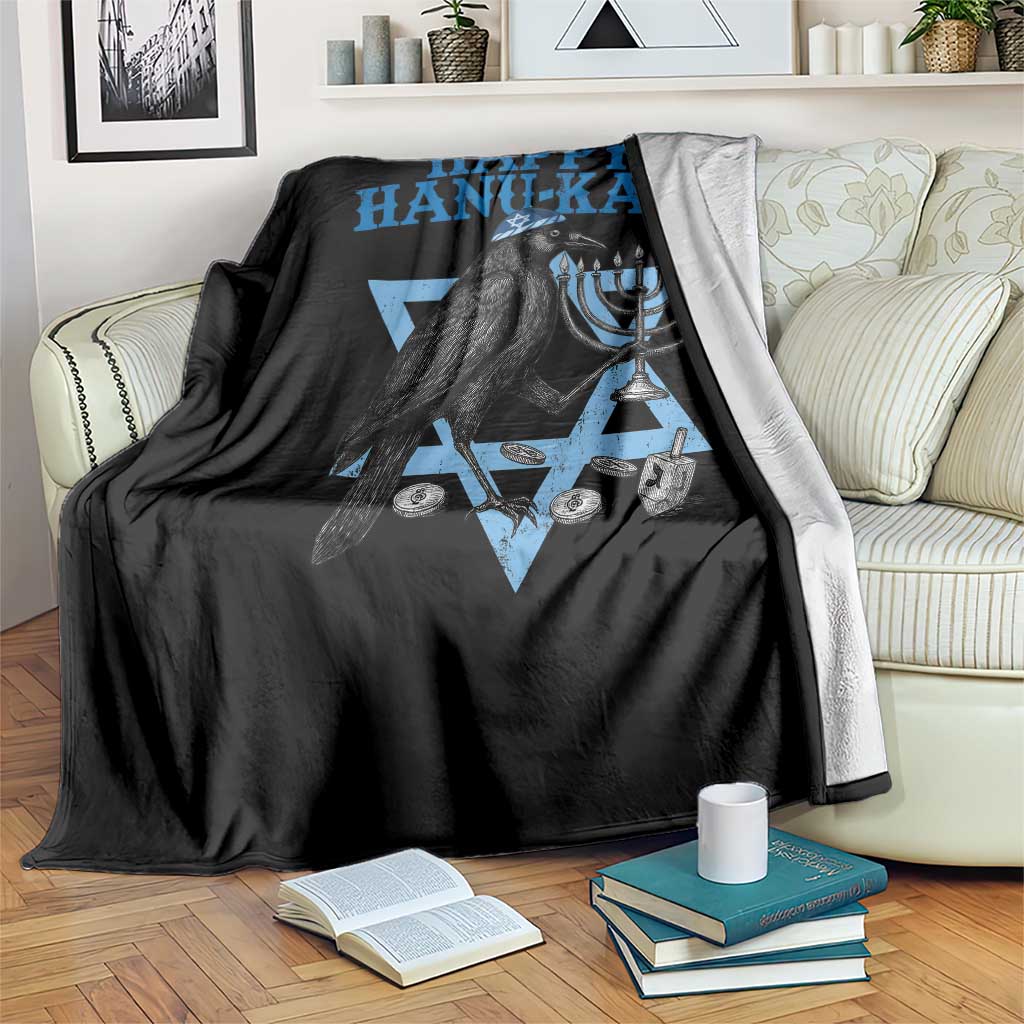 Funny Hanukkah Crow Throw Blanket Happy Hanukaw Jewish Holiday Chanukah Menorah - Wonder Print Shop