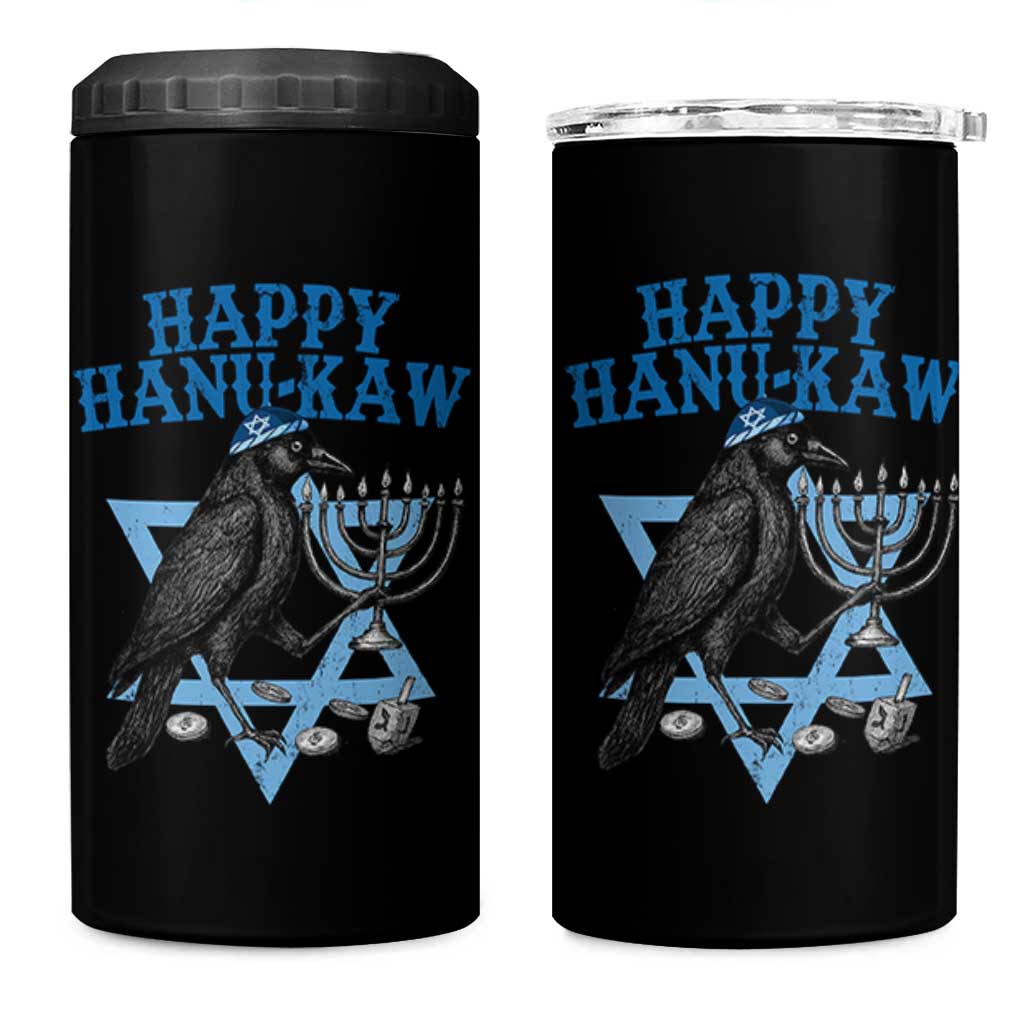 Funny Hanukkah Crow 4 in 1 Can Cooler Tumbler Happy Hanukaw Jewish Holiday Chanukah Menorah - Wonder Print Shop