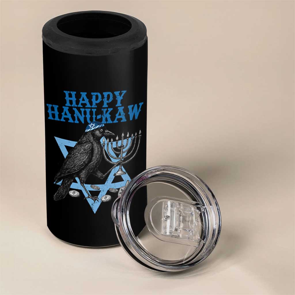 Funny Hanukkah Crow 4 in 1 Can Cooler Tumbler Happy Hanukaw Jewish Holiday Chanukah Menorah - Wonder Print Shop