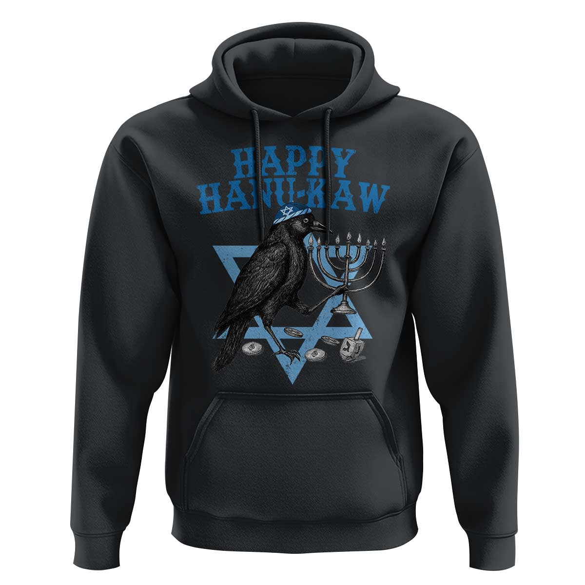 Funny Hanukkah Crow Hoodie Happy Hanukaw Jewish Holiday Chanukah Menorah - Wonder Print Shop