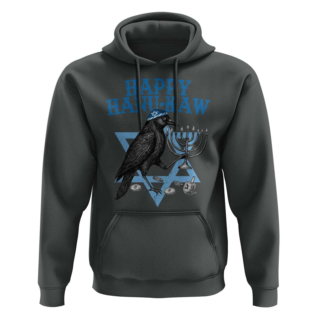 Funny Hanukkah Crow Hoodie Happy Hanukaw Jewish Holiday Chanukah Menorah - Wonder Print Shop