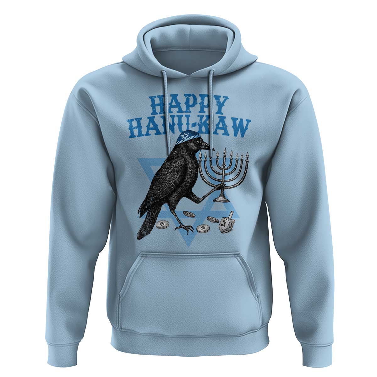 Funny Hanukkah Crow Hoodie Happy Hanukaw Jewish Holiday Chanukah Menorah - Wonder Print Shop