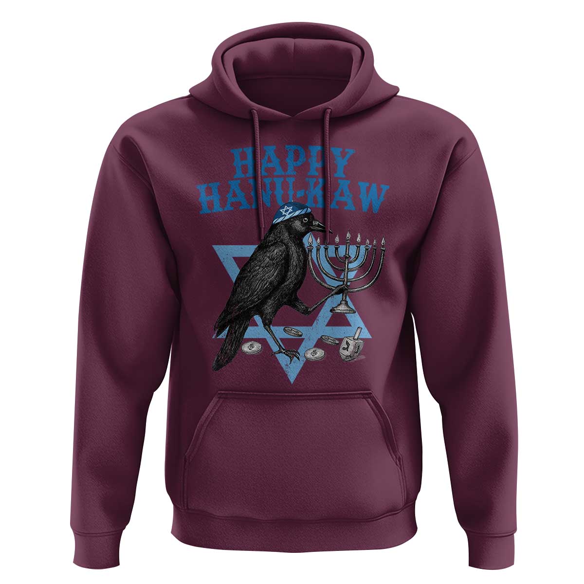 Funny Hanukkah Crow Hoodie Happy Hanukaw Jewish Holiday Chanukah Menorah - Wonder Print Shop