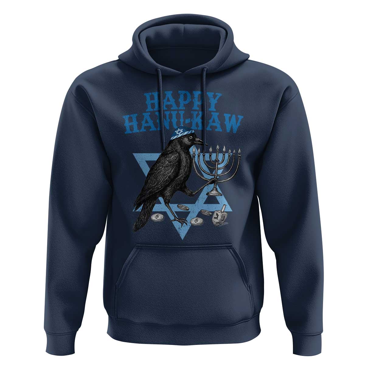 Funny Hanukkah Crow Hoodie Happy Hanukaw Jewish Holiday Chanukah Menorah - Wonder Print Shop