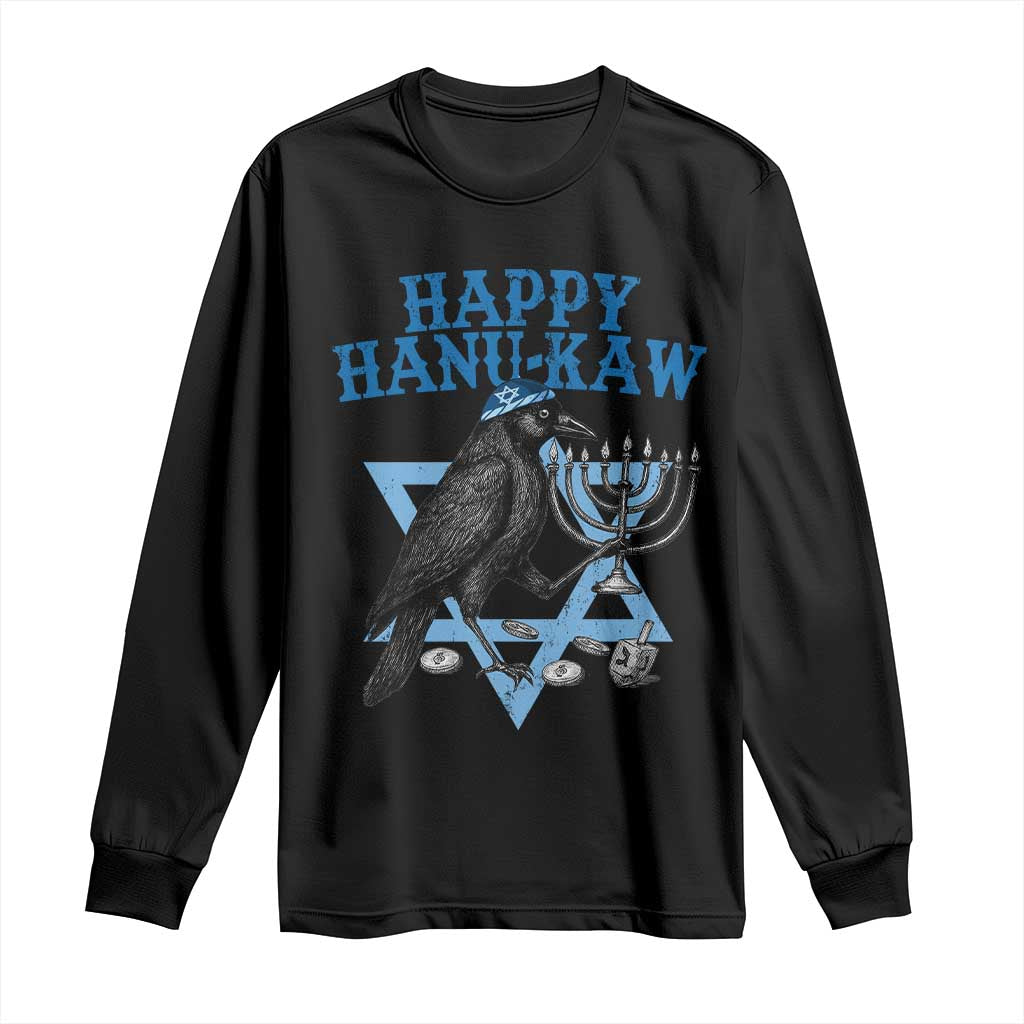Funny Hanukkah Crow Long Sleeve Shirt Happy Hanukaw Jewish Holiday Chanukah Menorah - Wonder Print Shop