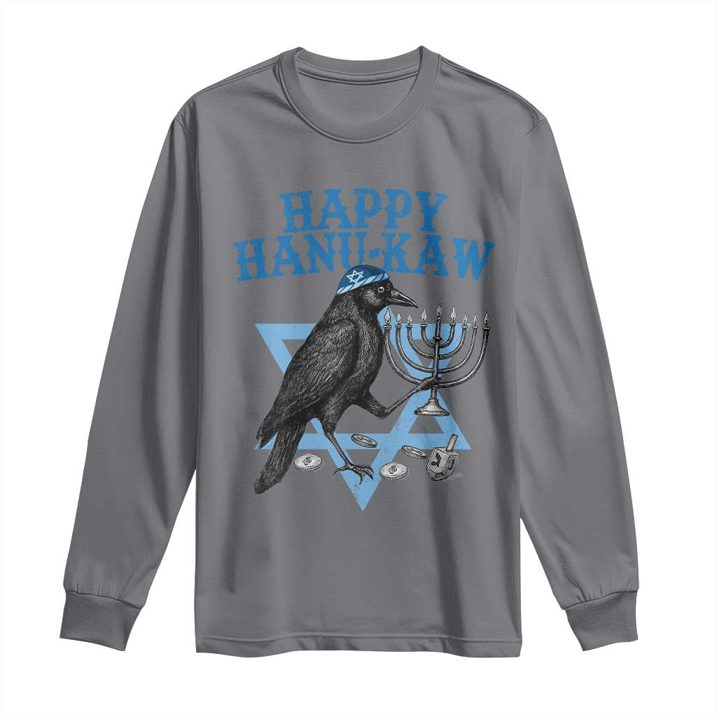 Funny Hanukkah Crow Long Sleeve Shirt Happy Hanukaw Jewish Holiday Chanukah Menorah - Wonder Print Shop