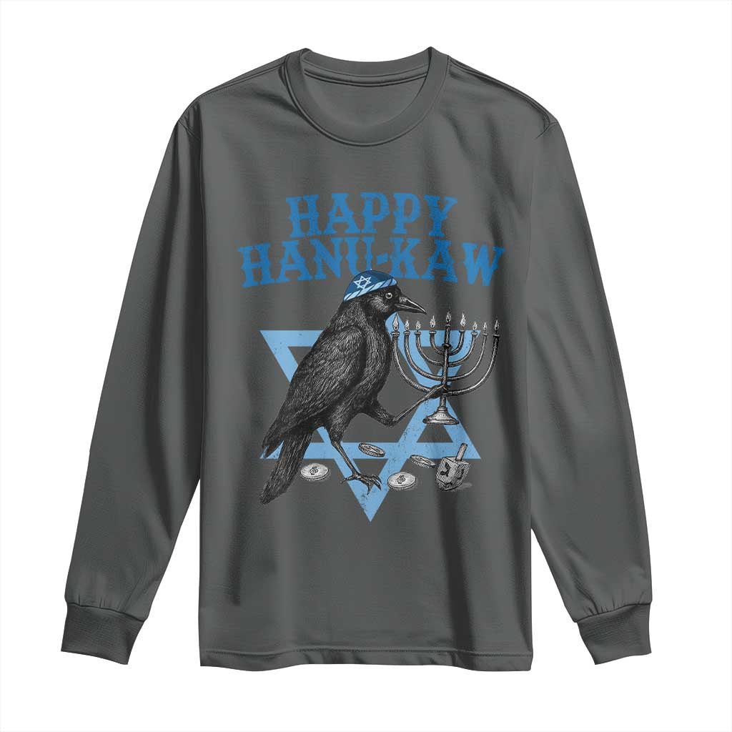 Funny Hanukkah Crow Long Sleeve Shirt Happy Hanukaw Jewish Holiday Chanukah Menorah - Wonder Print Shop