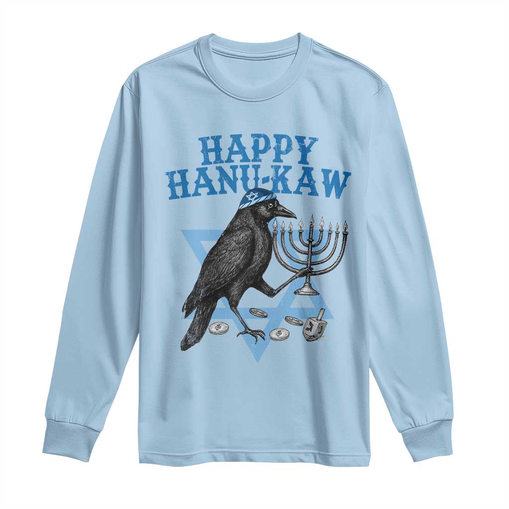 Funny Hanukkah Crow Long Sleeve Shirt Happy Hanukaw Jewish Holiday Chanukah Menorah - Wonder Print Shop